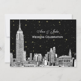 Invitación NYC Skyline Etch Starry DIY BG Wedding Invite