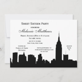 Invitación NYC Skyline Silhouette Sweet 16