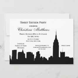 Invitación NYC Skyline Silhouette Sweet 16