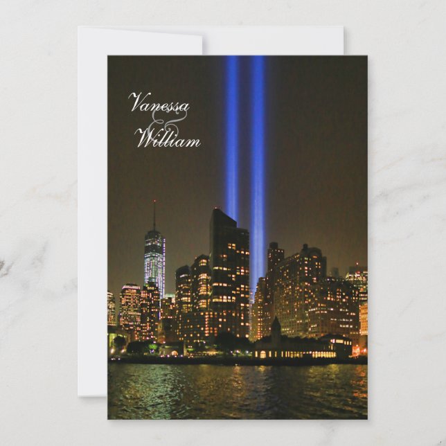 Invitación NYC Skyline: Tributo De WTC 9/11 En Boda Light #1 (Anverso)