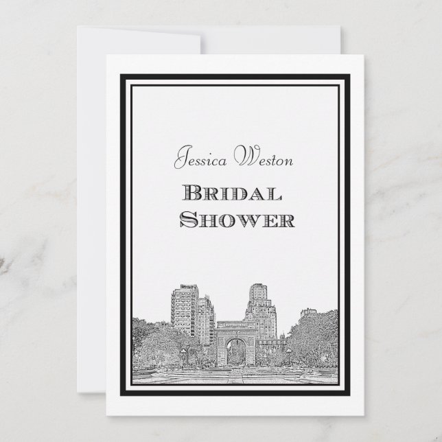 Invitación NYC Skyline Washington Sq Etched DIY Bridal Showr (Anverso)