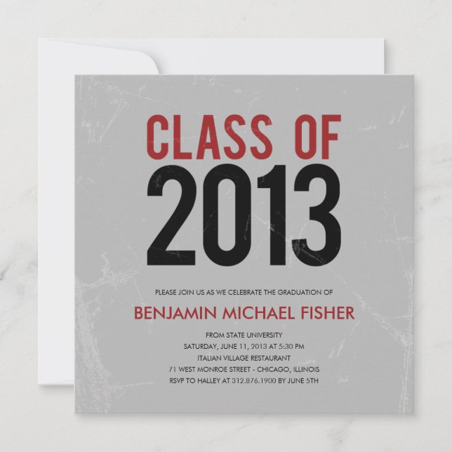 Invitación o anuncio del Partido de Graduación Vin (Anverso)