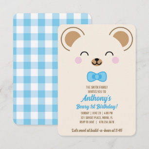 Invitación o Evite de cumpleaños de osito de peluc