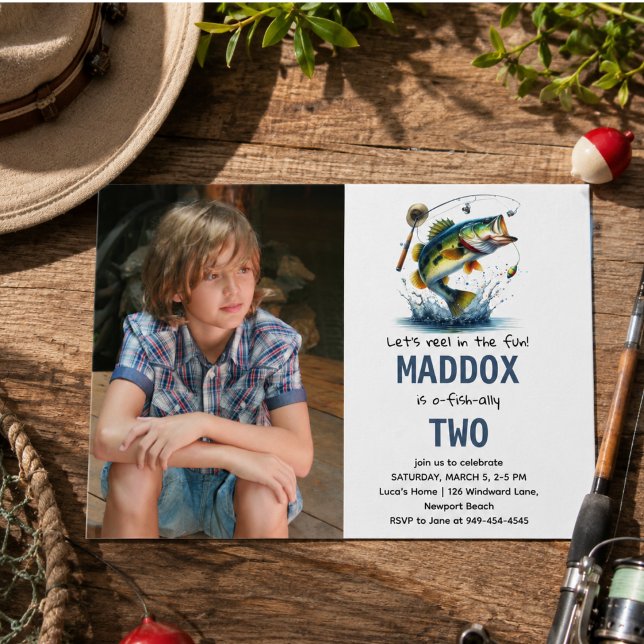 Invitación O-Fish-Ally Dos Pesca 2do Cumpleaños (O-Fish-Ally Two Fishing 2nd Birthday Invitation)
