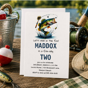 Invitación O-Fish-Ally Dos Pesca 2do Cumpleaños