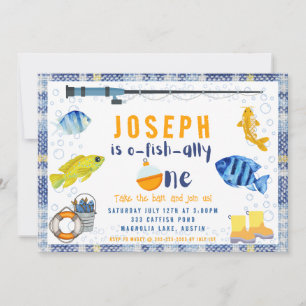 Invitación O Fish Ally One Cumpleaños de Pesca 1er