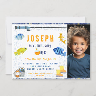 Invitación O Fish Ally One Fishing 1er cumpleaños foto