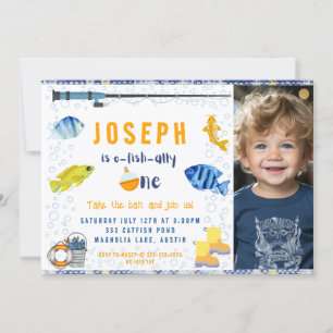 Invitación O Fish Ally One Fishing 1er cumpleaños foto