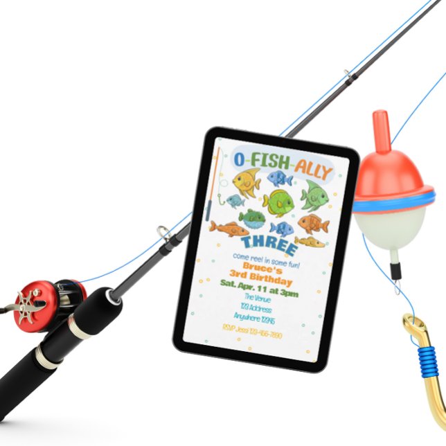 Invitación O-Fish-Ally Three, Colorful Fishing 3rd Birthday (Subido por el creador)