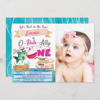 Invitación O-Fish-Ally Un Chica Primer cumpleaños foto de pes