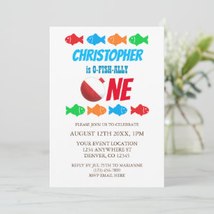 Invitación O-Fish-Ally Un pescador Primer cumpleaños