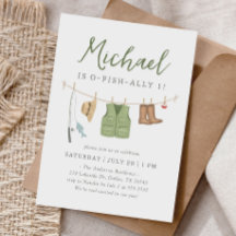 O-Fish-Ally Un pescador Primer cumpleaños