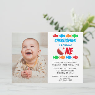 Invitación O-Fish-Ally Un pescador Primer cumpleaños