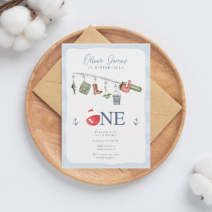 Invitación O-fish-ally un pescador primer cumpleaños de niño