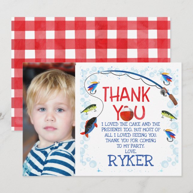 Invitación O-fish-ally una carta de agradecimiento de cumplea (Anverso / Reverso)