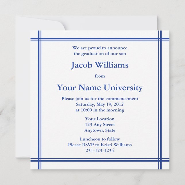 Invitación o Invitación a graduación de Blue Squar (Anverso)