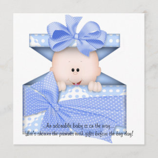 Invitación o invitación azul de la ducha del bebé