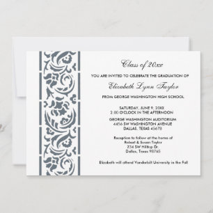 Invitación o invitación de graduación de borde azu