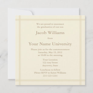 Invitación o Invitación de graduación de Cream Squ