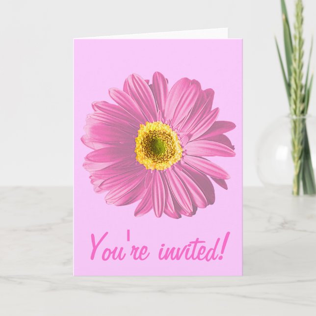 Invitación O Personalizado De Flor De Daisy Rosa (Anverso)