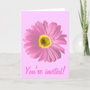 Invitación O Personalizado De Flor De Daisy Rosa