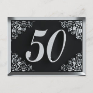 Invitación o saludo plateado regio para cumpleaños