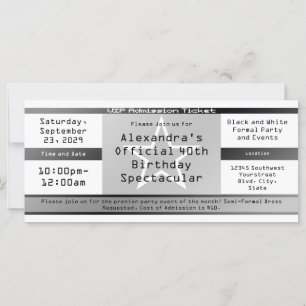 Invitación o vale al estilo de entradas en blanco/