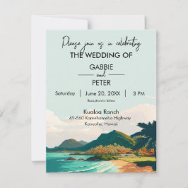 Invitación Oahu Hawaii Beach Mountains Ocean Palm Tree