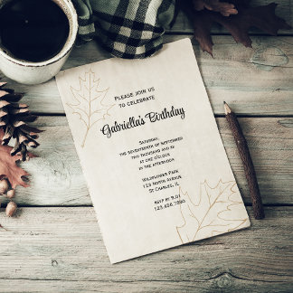 Invitación Oak de otoño deja fiesta de cumpleaños