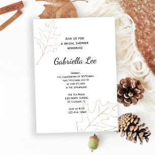 Invitación Oak otoñal deja ducha de novia