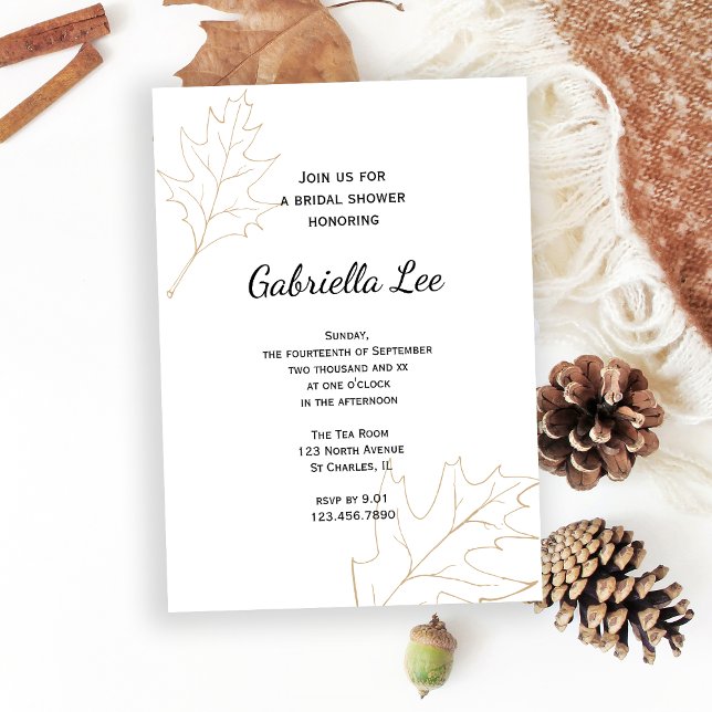 Invitación Oak otoñal deja ducha de novia (Set the tone for your Fall celebration with the Autumn Oak Leaves Bridal Shower Invitation.)