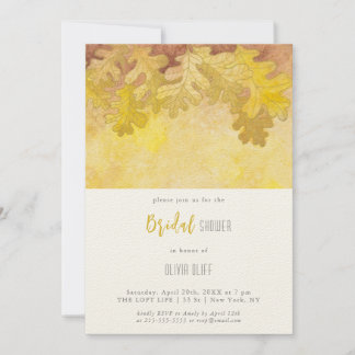 Invitación Oak otoñal deja ducha de novia