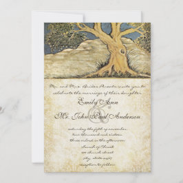 Invitación Oak Tree Distresor Damask Elegancia Metálica