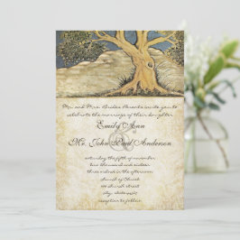 Invitación Oak Tree Distresor Damask Elegancia Metálica