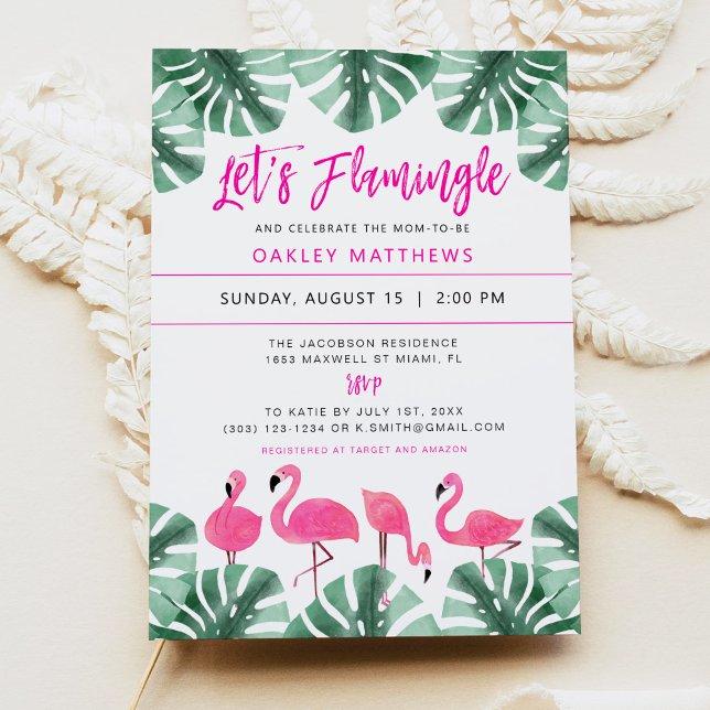 Invitación OAKLEY Hagamos un flamante Baby Shower rosado trop (Subido por el creador)