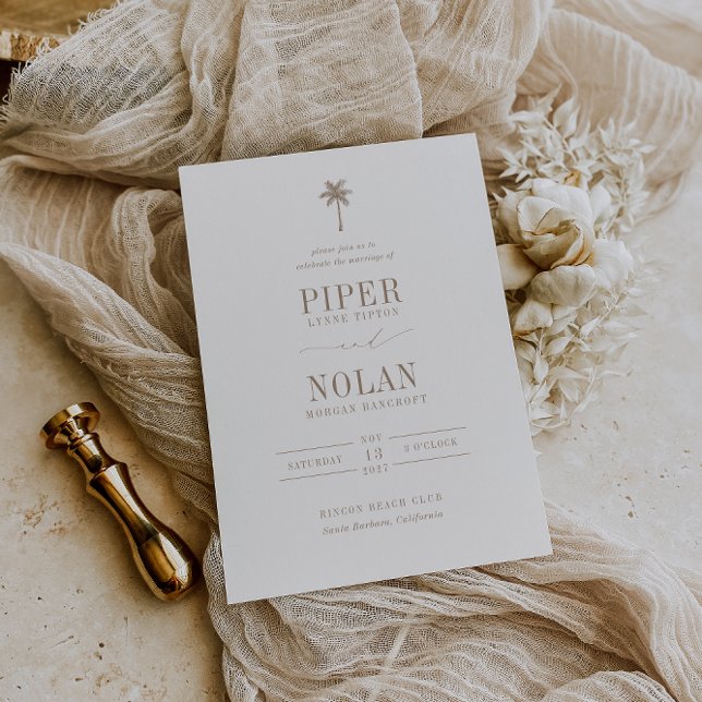 Invitación OASIS Palm Tree Taupe Wedding (Subido por el creador)