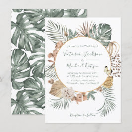 Invitación Oasis tropical Boda de la Palm Wreath moderna