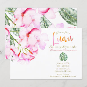 Invitación Oasis tropical, ducha de novia verde verde rosa Ha