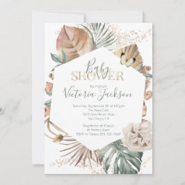 Invitación Oasis Tropical Palm Leaf Gold Baby Shower