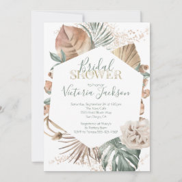 Invitación Oasis Tropical Palm Leaf Gold Bridal Ducha