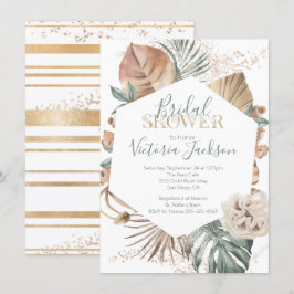 Invitación Oasis Tropical Palm Leaf Gold Bridal Ducha