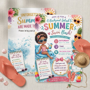 Invitación Oasis Tropical Retro Tiki Verano Cumpleaños Nataci