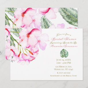 Invitación Oasis Tropical Rosa Verde Ducha de Novia Hawaiana