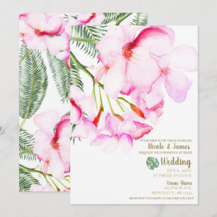 Invitación Oasis Tropical Rosa Verde Floral Hawaiano Boda