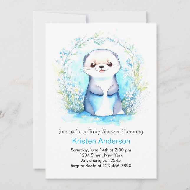Invitación Oasis Watercolor Boy Baby Shower (Anverso)