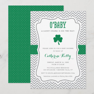 Invitación O'Baby Lucky Charm Shamrock Baby Shower