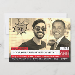 Invitación Obama se vuelve gracioso en TV News 50 cumpleaños