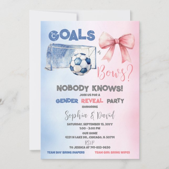 Invitación Objetivos o lazos Fiesta de revelación de género (Anverso)