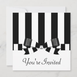 Invitación Obra clásica rayada negra y blanca de la boda