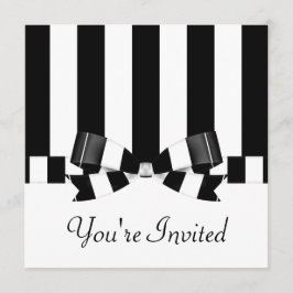 Invitación Obra clásica rayada negra y blanca de la boda